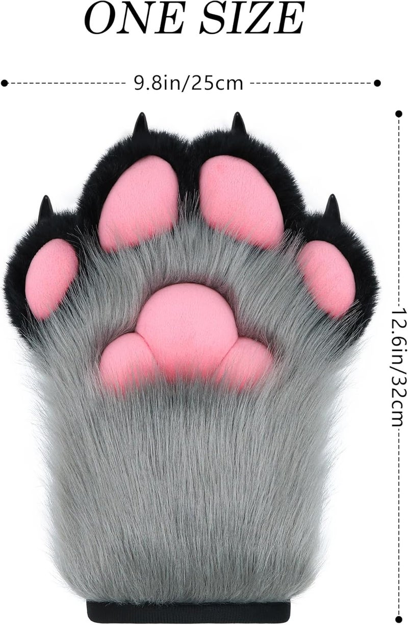 BNLIDES Cosplay Fursuit Paw Gloves Furry Claw Gloves Built-in Whistle Decompression Toys Costume Party Accessories for Adult - Image 4